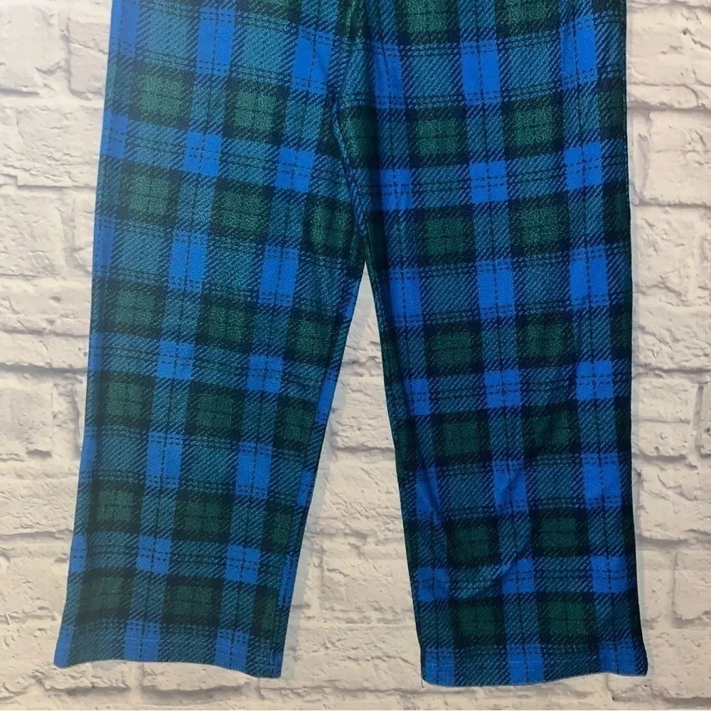 Boys youth soft Tommy Hilfiger Blue Green checkered pajama pants size  8-10